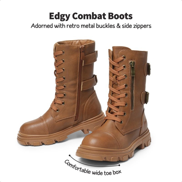 Girls Leather Combat Boots Dream Pairs